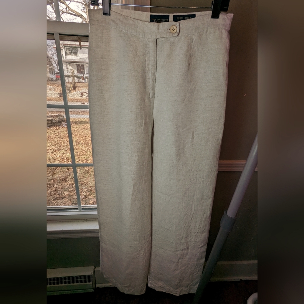 US 8 100% linen Paul Costelloe Dressage Pure Linen straight-leg pants.